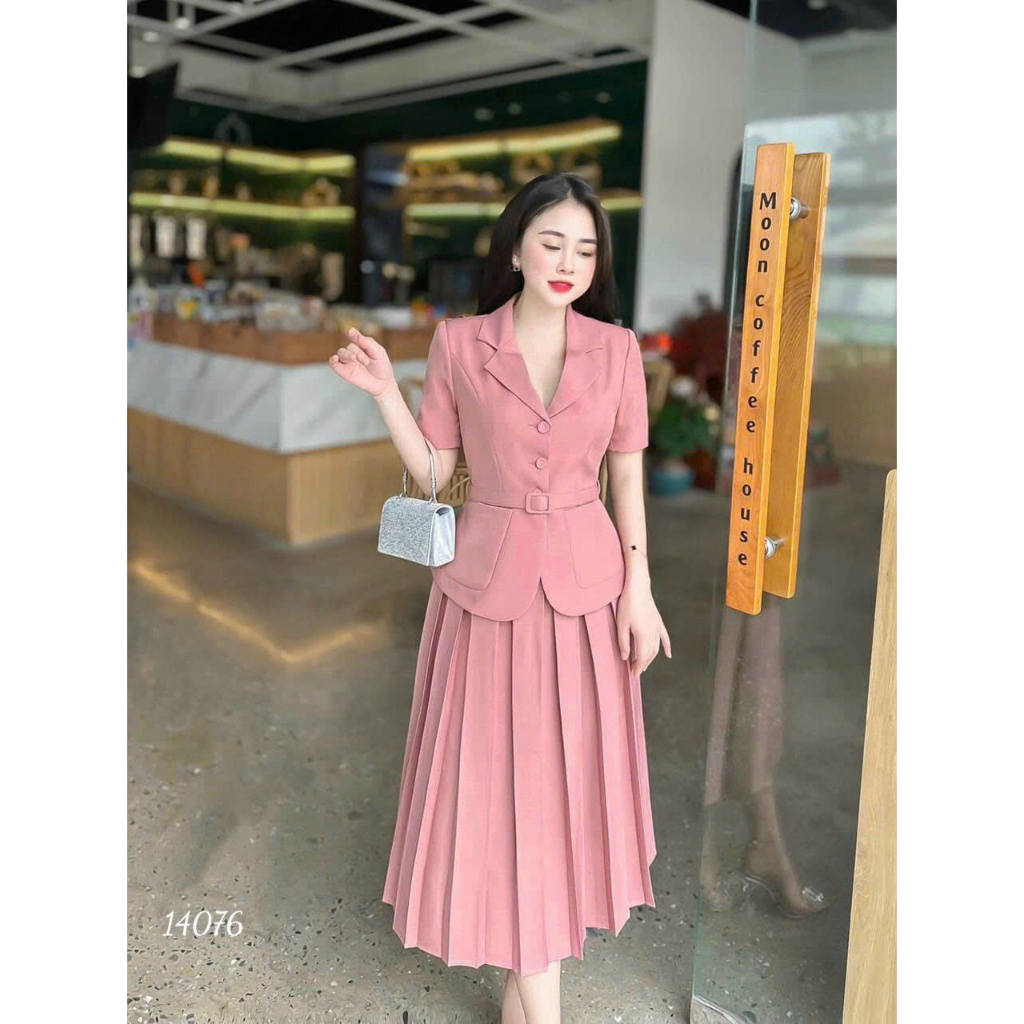 SET VÁY XẾP LI ÁO VEST THỜI TRANG THIẾT KẾ HIỆN ĐẠI - SANG CHẢNH CHO QUÝ CÔ