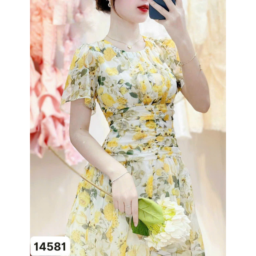 ĐẦM VOAN HOA CÓ LÓT DÀU DẶN MẪU MỚI NHÚN EO CHE KHUYẾT ĐIẺM CHO CHỊ EM JANGMY SHOP