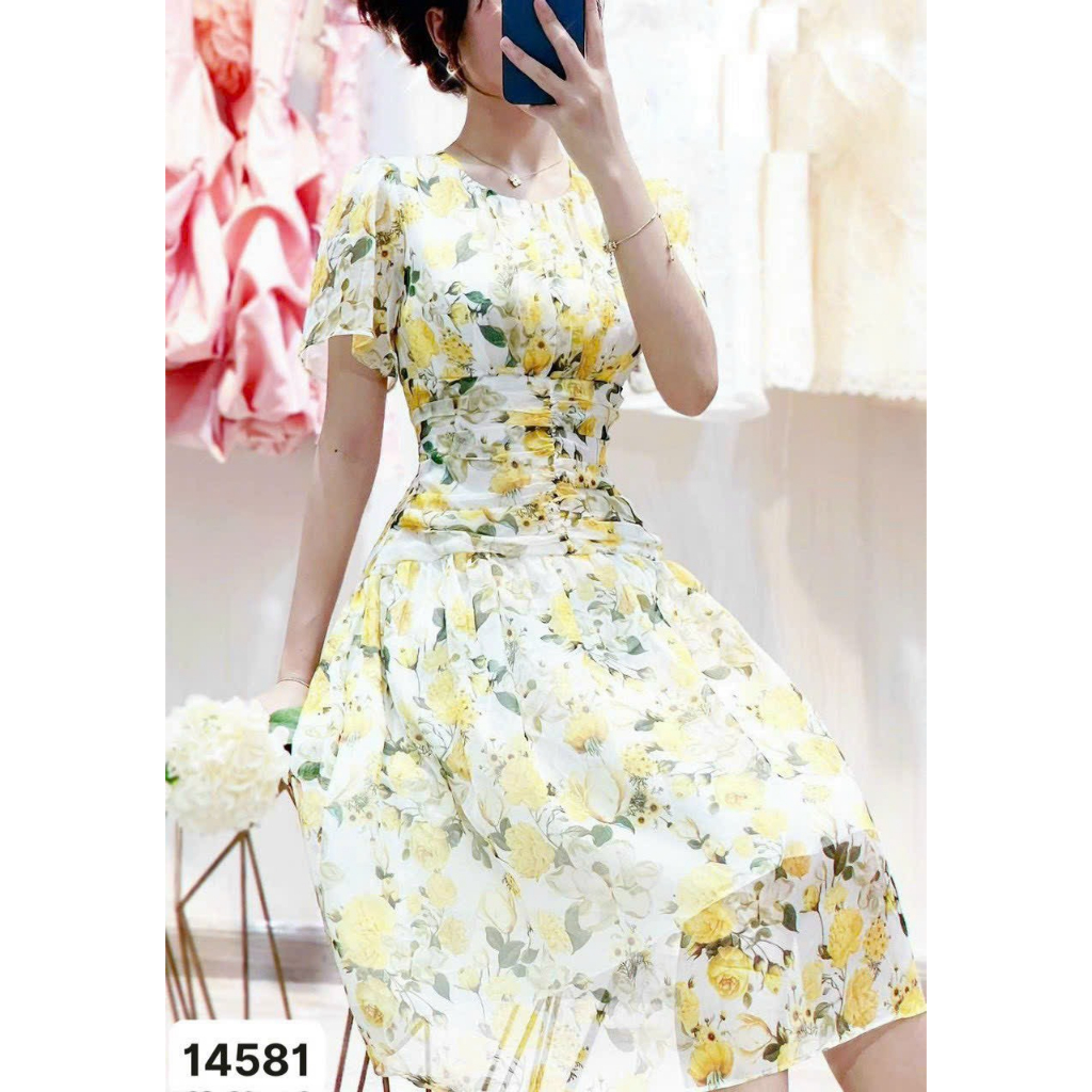 ĐẦM VOAN HOA CÓ LÓT DÀU DẶN MẪU MỚI NHÚN EO CHE KHUYẾT ĐIẺM CHO CHỊ EM JANGMY SHOP