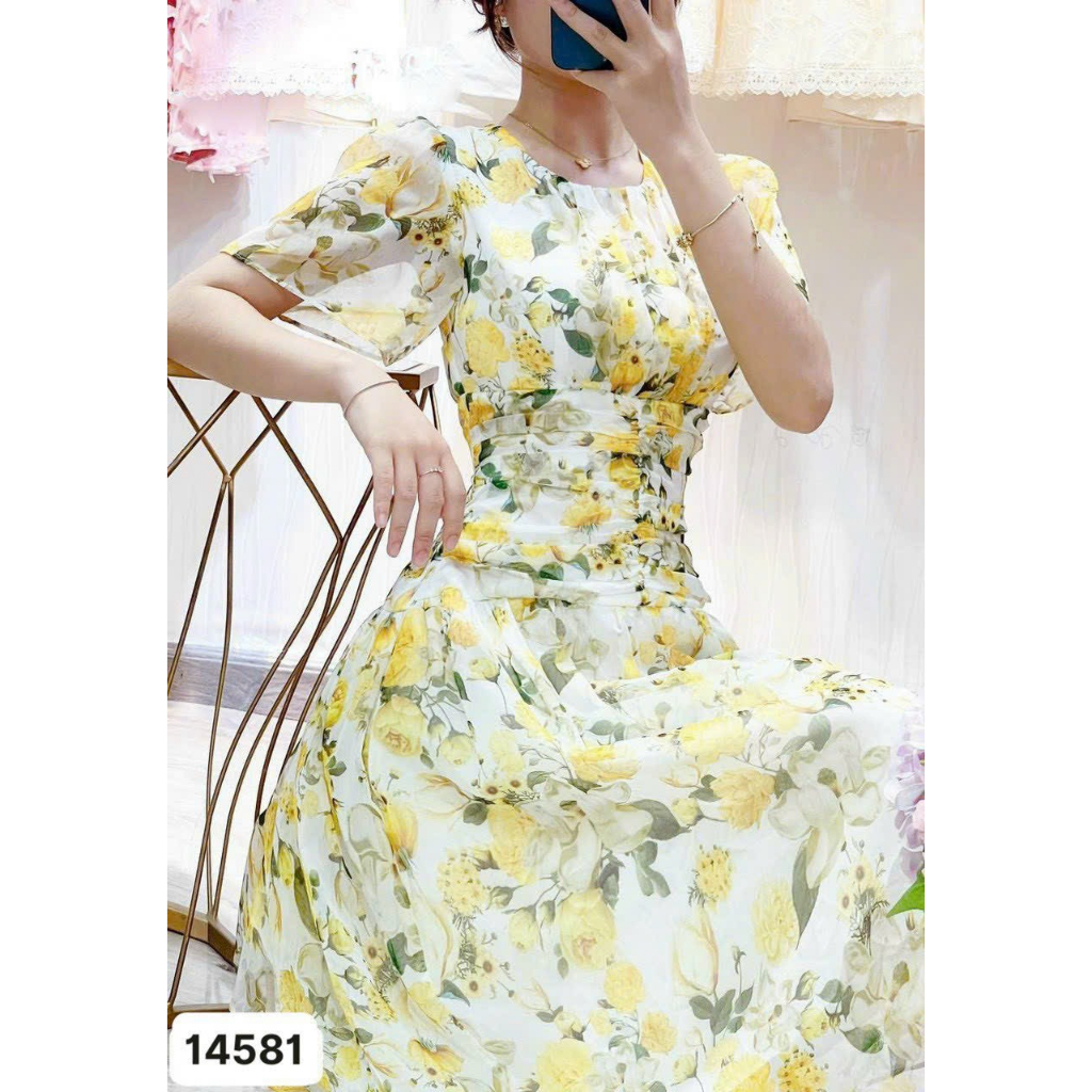 ĐẦM VOAN HOA CÓ LÓT DÀU DẶN MẪU MỚI NHÚN EO CHE KHUYẾT ĐIẺM CHO CHỊ EM JANGMY SHOP