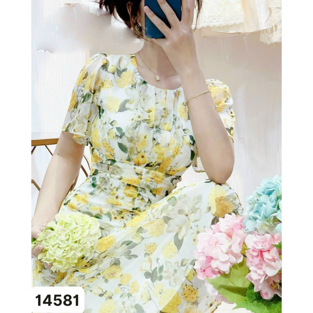 ĐẦM VOAN HOA CÓ LÓT DÀU DẶN MẪU MỚI NHÚN EO CHE KHUYẾT ĐIẺM CHO CHỊ EM JANGMY SHOP