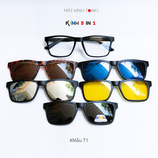 Kính 5 in 1 đa năng râm cận | tròng polarized - tặng kèm túi da