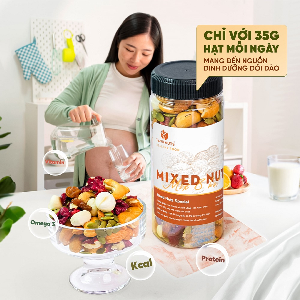 Hạt dinh dưỡng mix TANU NUTS hũ 350g, ngũ cốc dinh dưỡng mix các loại hạt tốt cho bà bầu, ăn kiêng giảm cân.