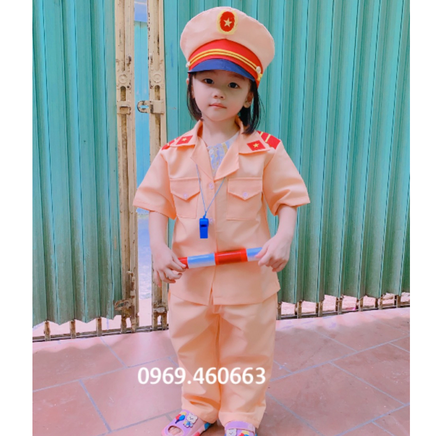 🍄 Bộ Quần Áo Công An, Cánh Sát Giao Thông Cho Bé. Trang Phục Chiến Sĩ Nhí Vải Dày Dặn, Bền, Đẹp.