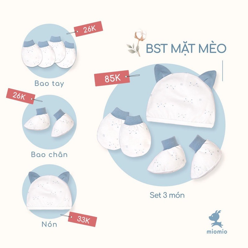 Set mũ, bao chân, bao tay Miomio
