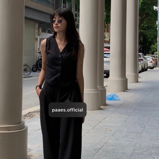 Áo gile chất linen cổ V thanh lịch PAAES