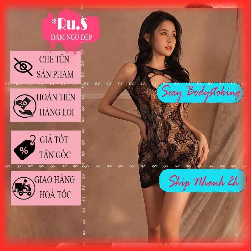Bộ đồ ngủ cosplay lưới quây gợi cảm - Bodystocking ren lưới sexy, đồ Bodysuit lưới nóng bỏng M16