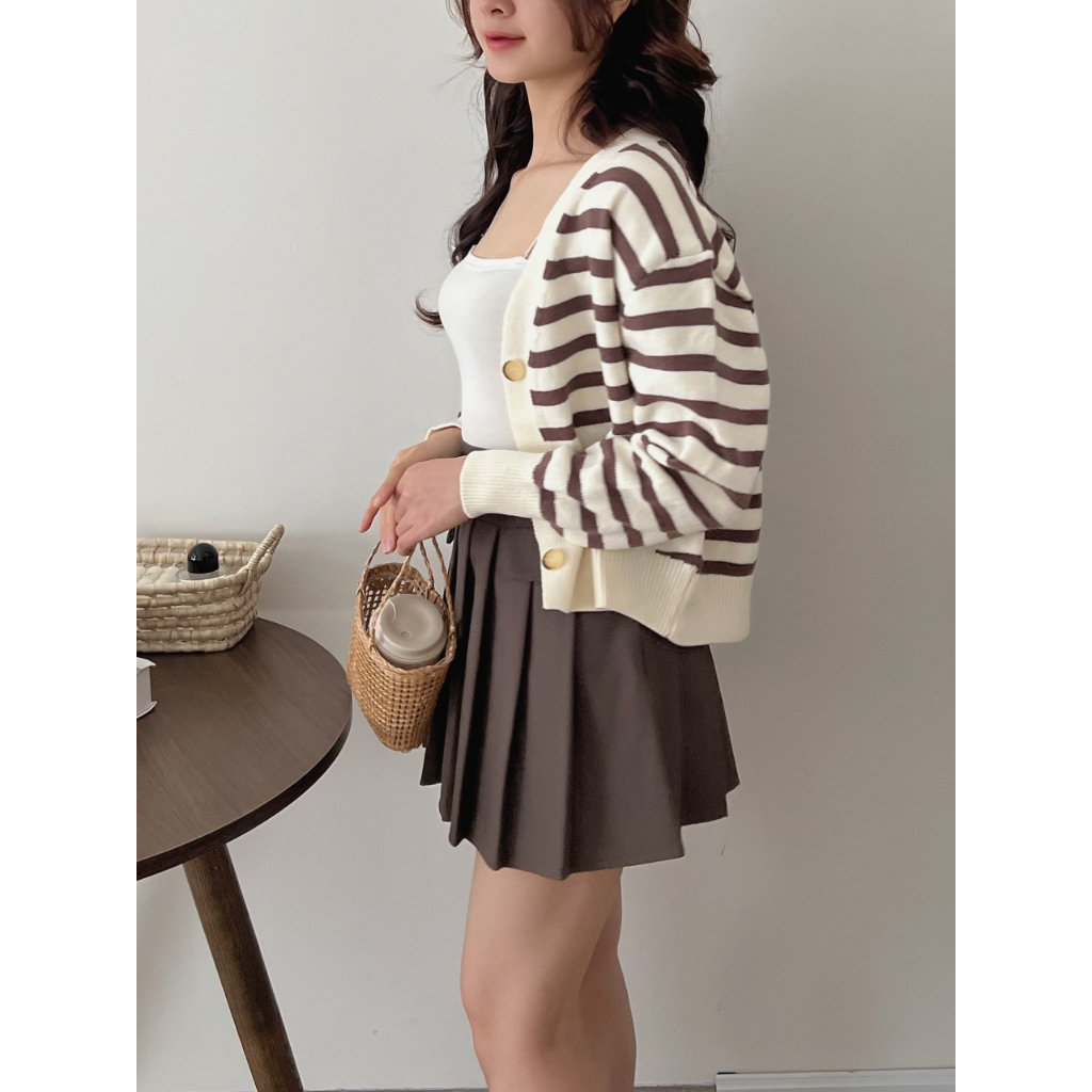 Áo len cadigan kẻ ngang hàng QC cao cấp 2 màu