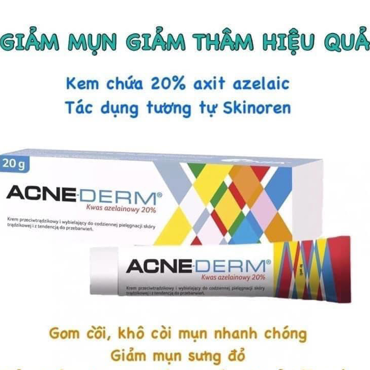 Kem giảm mụn, giảm thâm Acnederm Azelaic Aicd 20% Acne Derm 20g