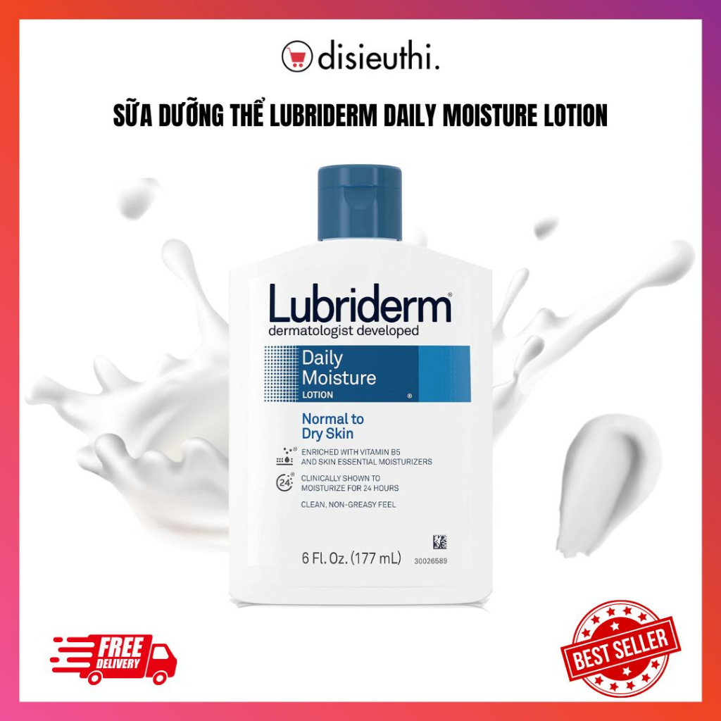 Sữa dưỡng thể Lubriderm Daily Moisture Lotion Normal To Dry Skin Fragrance Free 177ml Hàng Nhập Mỹ