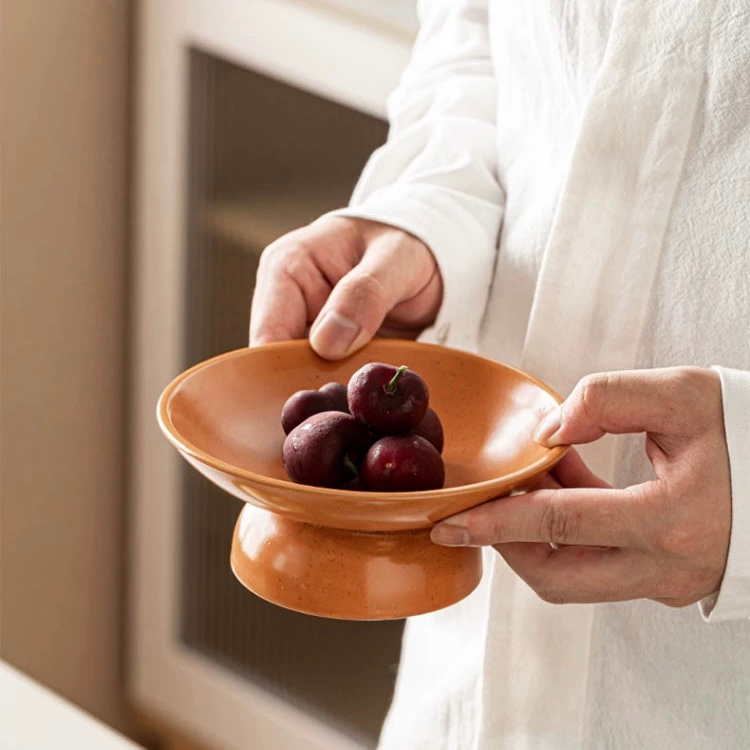 Đĩa sứ đế cao, đĩa đựng món tráng miệng, trái cây, bát đĩa decor