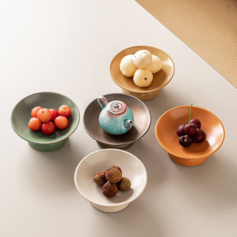 Đĩa sứ đế cao, đĩa đựng món tráng miệng, trái cây, bát đĩa decor