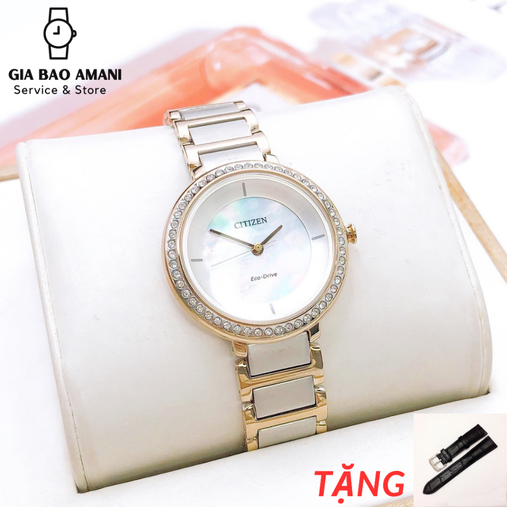 Đồng Hồ Nữ CITIZEN Eco-drive EM0483-89D Chính Hãng Tặng Dây Da Cao Cấp