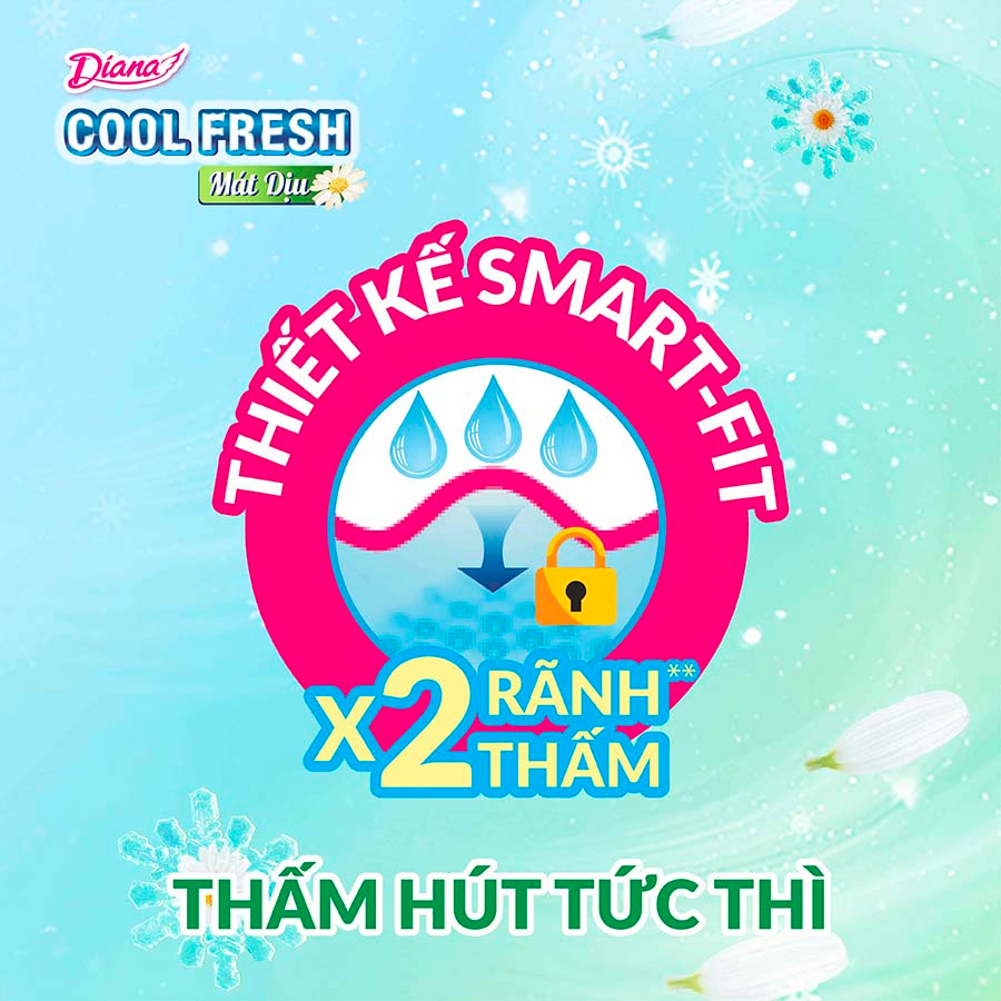 Băng vệ sinh Diana Sensi Cool Fresh Siêu mỏng cánh 8 miếng 23cm