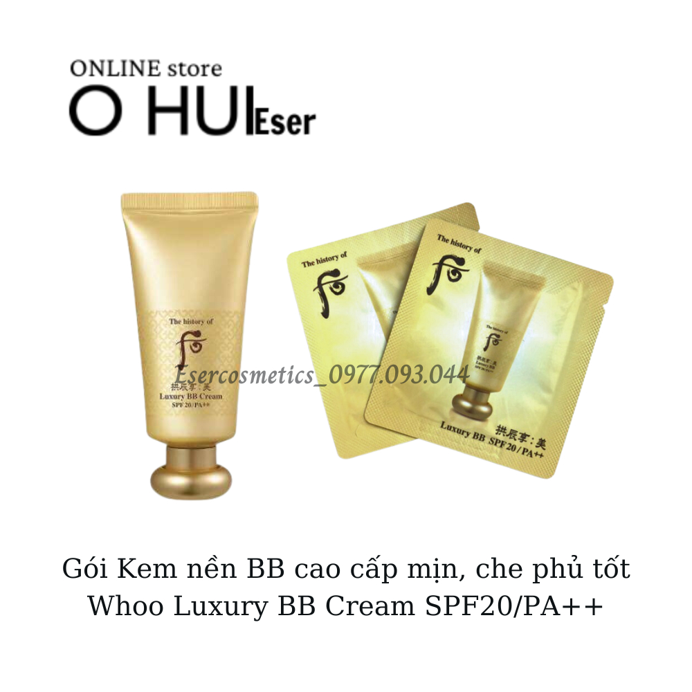 Gói Kem nền BB cao cấp mịn, che phủ tốt Whoo trang điểm Luxury BB Cream SPF20/PA++_esersample