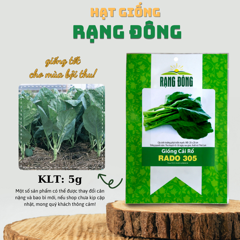 Hạt giống Cải Rổ trồng quanh năm, Hạt giống nảy mầm tốt, dễ chăm sóc (gói 5gr) - Hạt giống Rạng Đông