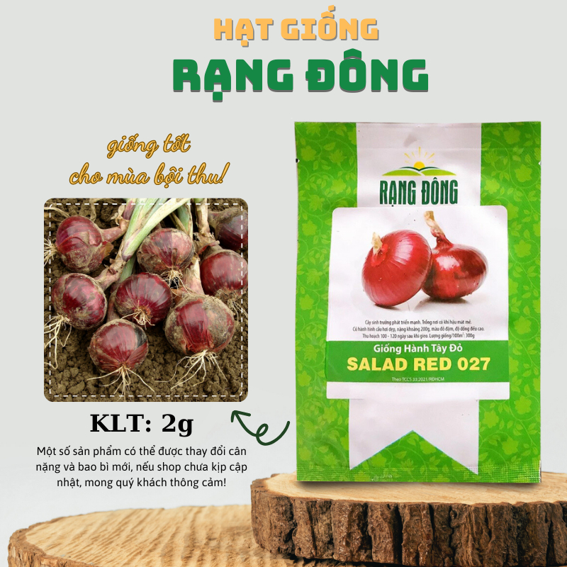 Hạt giống Hành Tây Đỏ (hành tây tím) củ to, trồng quanh năm (gói 2gr) - Hạt giống Rạng Đông