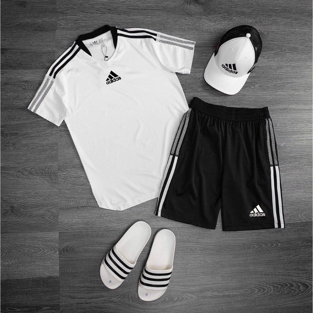 Bộ quần áo nam mùa hè phối màu thời trang, thoáng khí, thấm hút mồ hôi.