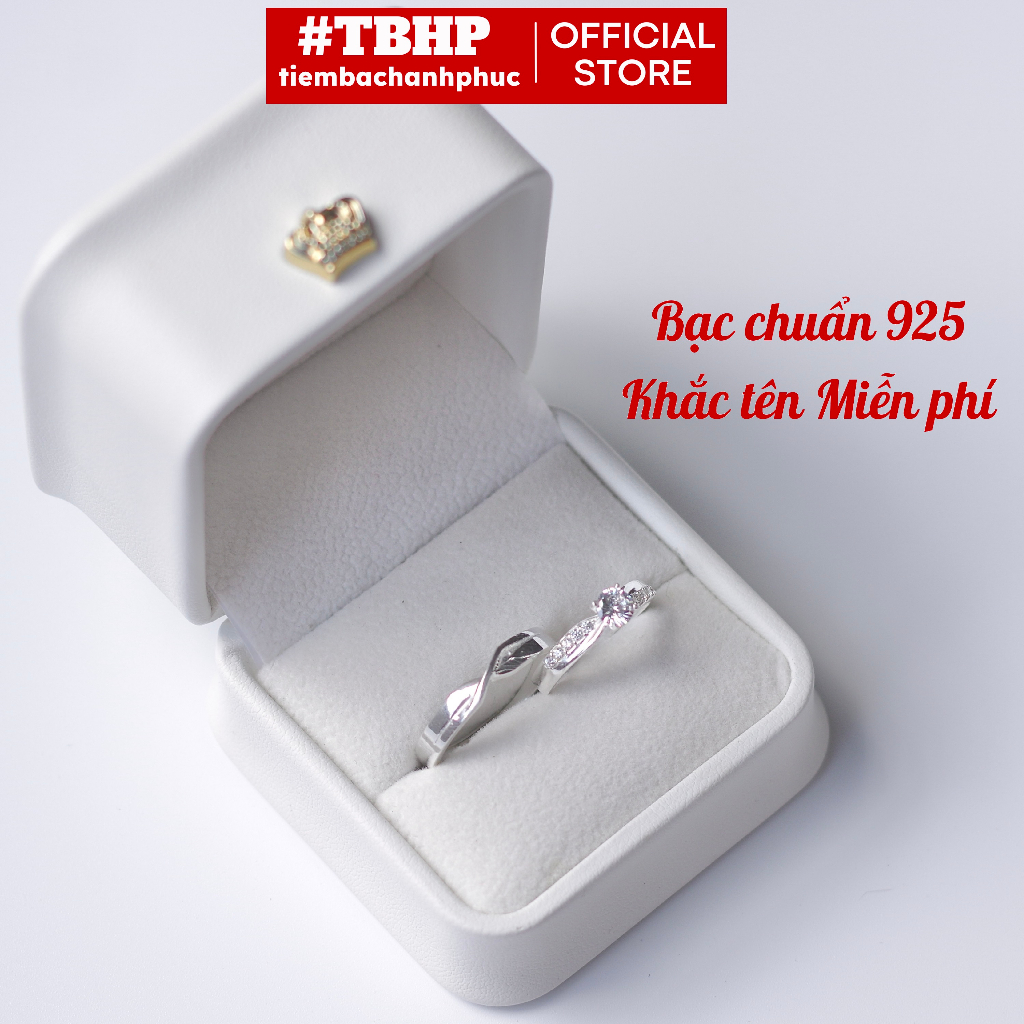 Nhẫn đôi bạc #TBHP tiembachanhphuc chất liệu bạc 925 cao cấp bóng sáng không xỉn màu - Mã TSJC11