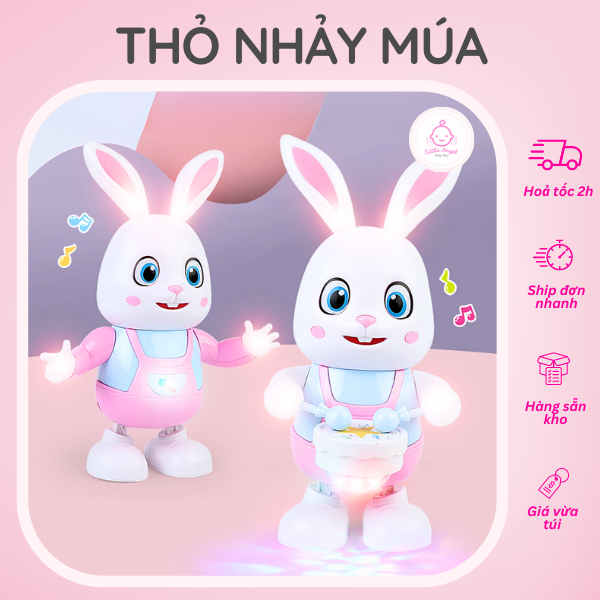 Đồ Chơi Cho Bé Chú Thỏ Ca Hát Nhảy Múa Đánh Trống Theo Nhạc Có Đèn Sôi Động Chất Lượng Giá Tốt [Có Kèm Pin + Vít]