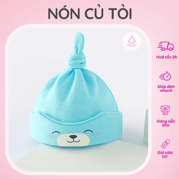 Mũ Nón Củ Tỏi Cotton Thắt Nút Đáng Yêu Cho Bé