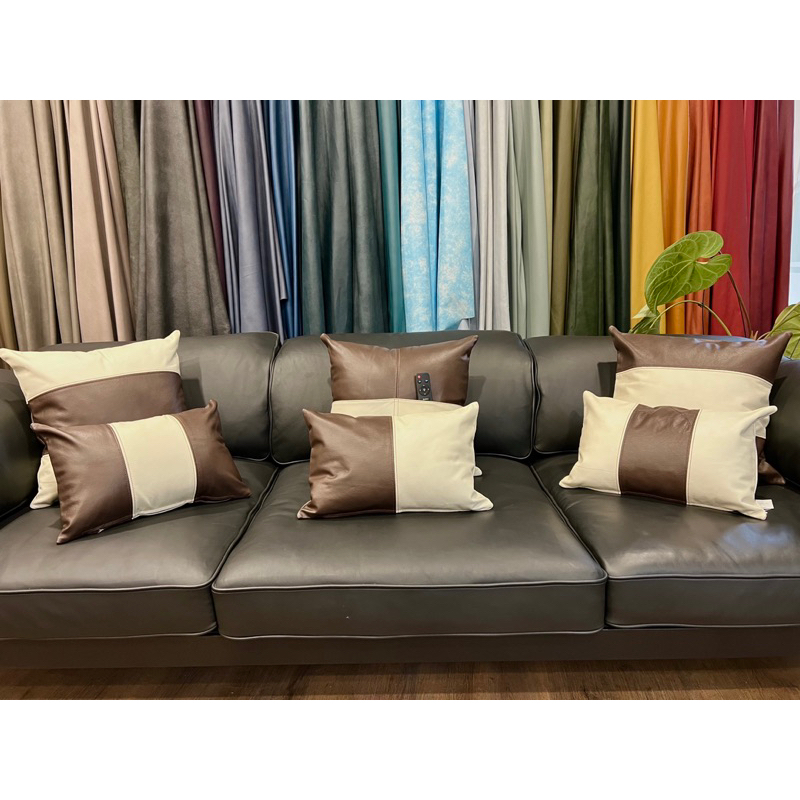 GỐI DA SOFA 02_ Gối sofa, gối ôm, gối tựa lưng Da bò Italy, da bò thật cao cấp.