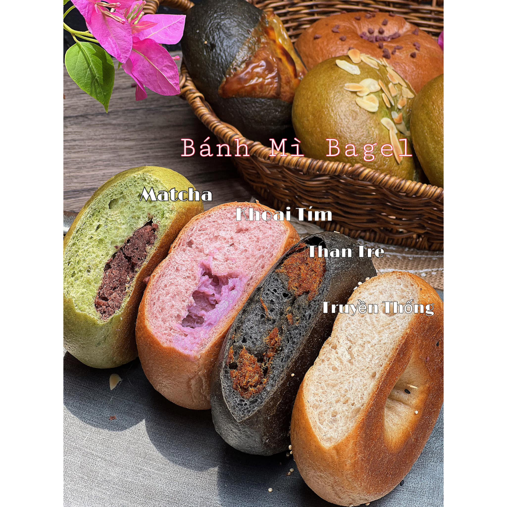 Bánh Bagel vị khoai lang tím 120g + sốt kem cheese