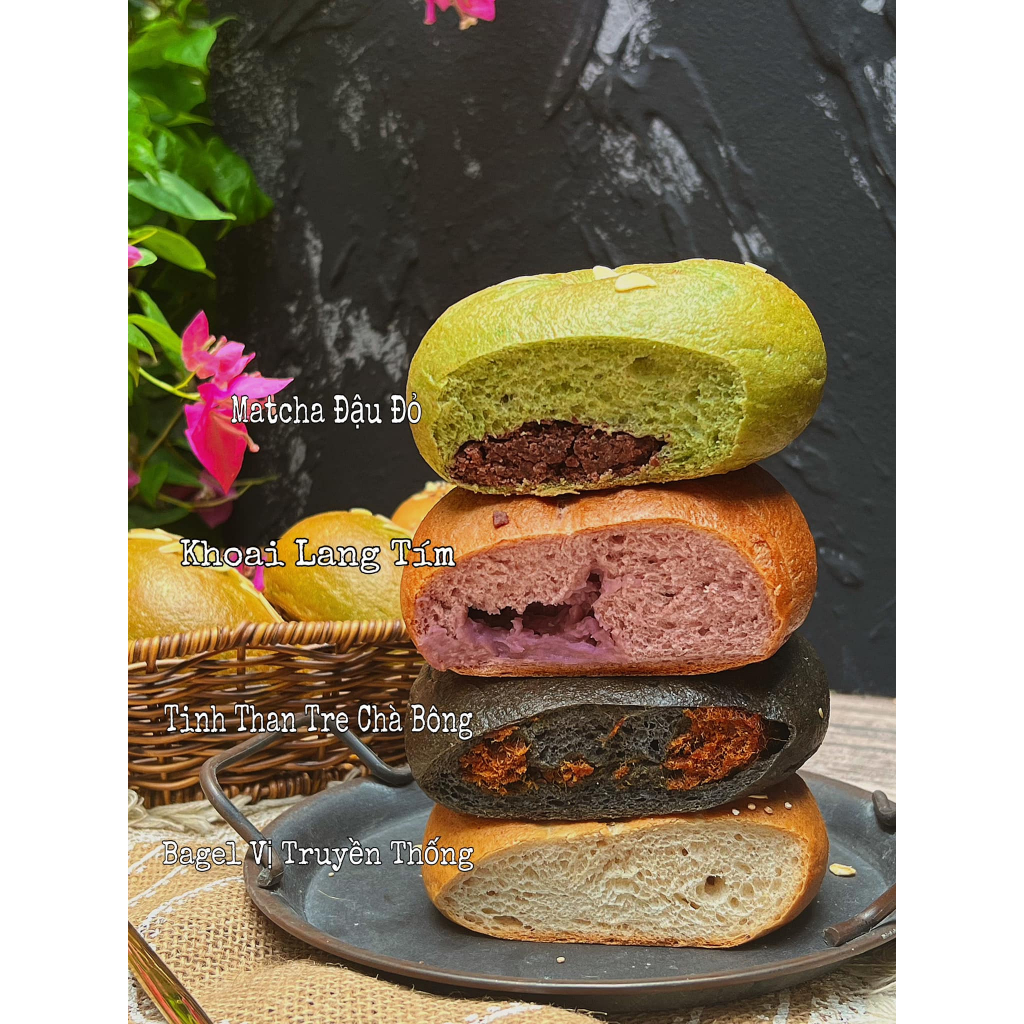 Bánh Bagel vị khoai lang tím 120g + sốt kem cheese
