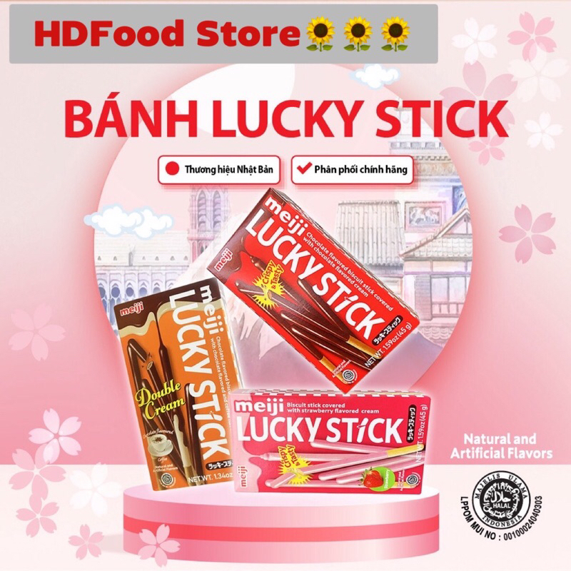 Bánh que phủ Lucky stick meiji 45g