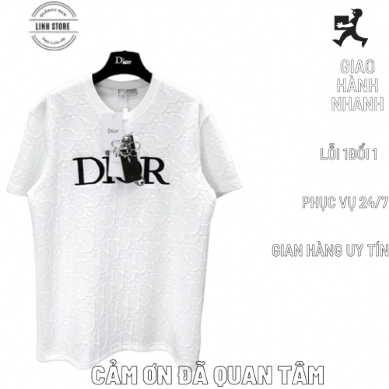 Áo Thun Diior Nam Nữ Dập Vân Nổi, Aó Phông Chữ Diorr Thêu Chất Liệu Cotton Thoáng Mát