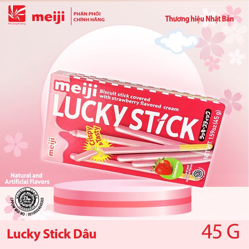 Bánh que phủ Lucky stick meiji 45g