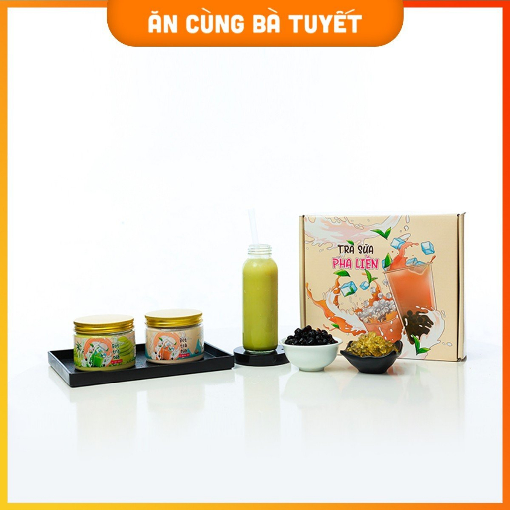 Set 20 Cốc Trà Sữa Pha Liền Gồm : 2 Hũ Bột Trà + 20 Túi Trân Châu Đen Và Trắng ĂN CÙNG BÀ TUYẾT