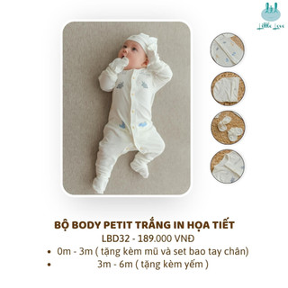 [ LITTLE LOVE] MẪU MỚI 2023 TẶNG KÈM PHỤ KIỆN, Bộ body dài tay vải pettit sợi tre / smoothy cầu vồng / tăm trơn