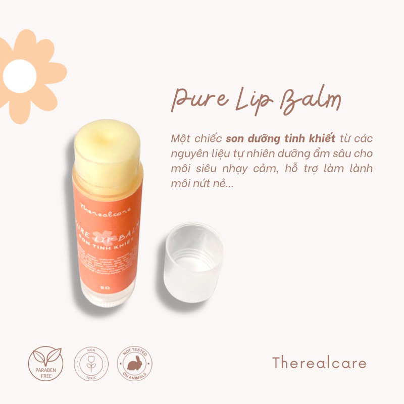 SON TINH KHIẾT DƯỠNG ẨM SÂU CHO MÔI NHẠY CẢM 💛 PURE LIP BALM |FREESHIP|