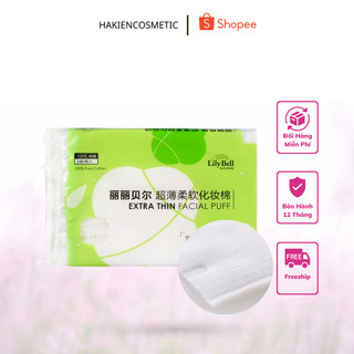 Bông tẩy trang Lily Bell vỏ xanh Extra Thin 222 miếng