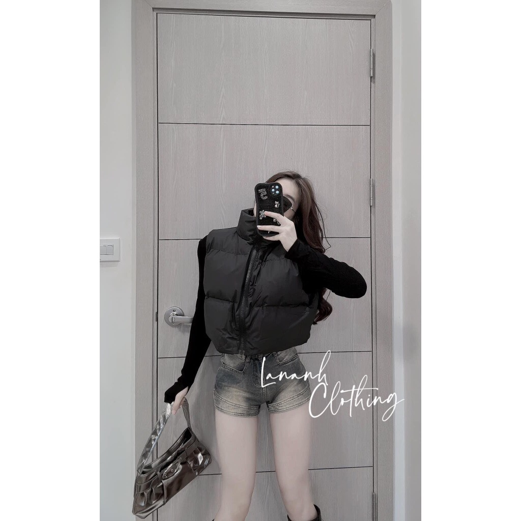 Áo phao ghile nữ croptop hàng 3 lớp ấm áp, áo ghi lê phao hàn quốc dáng ngắn năng động trẻ trung