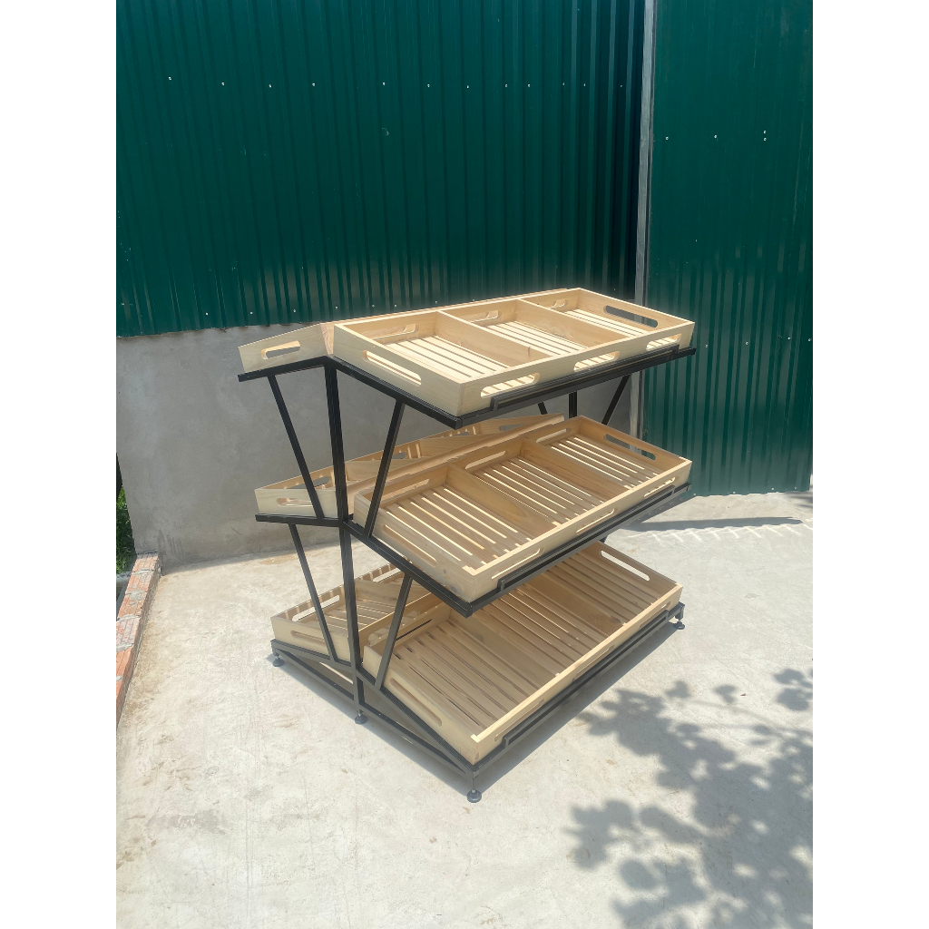 Kệ đôi trưng bày rau củ quả, trái cây chuyên dùng cho các siêu thị, cửa hàng tiện lợi, shop thực phẩm sạch.
