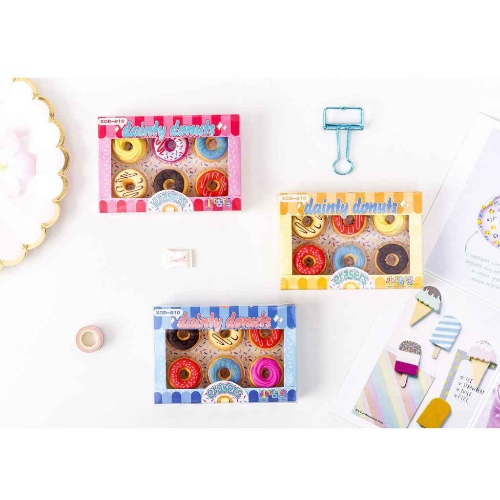 Set 6 gôm tẩy hình bánh Donut dễ thương - GT06