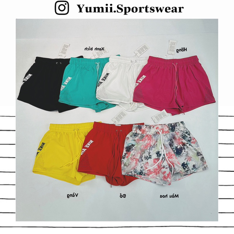 Quần Short Thể Thao Tập Gym Yoga Nữ - Quần Đùi Ngắn Boxer 2 Lớp NK Air Siêu Cool, Có Lót Thun Ôm Body Bên Trong