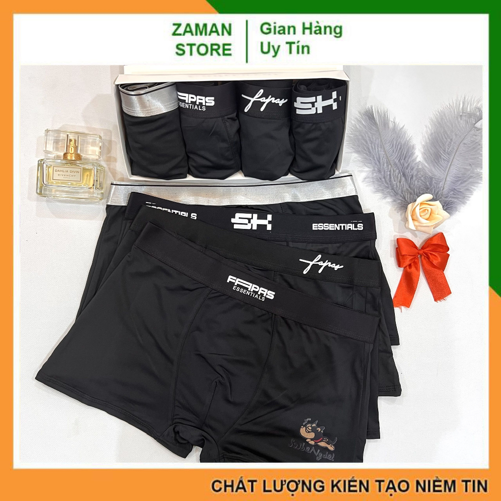 Combo quần sịp nam FULL MÀU ĐEN mix nhiều mẫu quần lót đùi boxer nam co dãn 4 chiều chất liệu thun lạnh - ZAMAN
