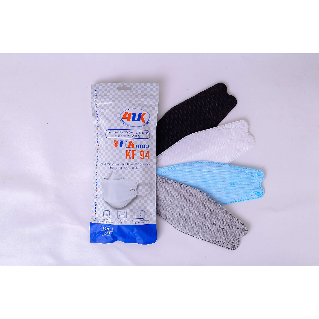 Khẩu trang y tế KF94 4UK 4 lớp vải lọc chống khói bui và vi khuẩn tối đa - sỉ thùng