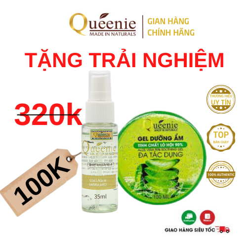 Bộ Mỹ Phẩm Dưỡng Ẩm Da Chuyên Sâu Queenie Dịu Mát Tức Thì 2 Sản Phẩm [SP Trải Nghiệm]