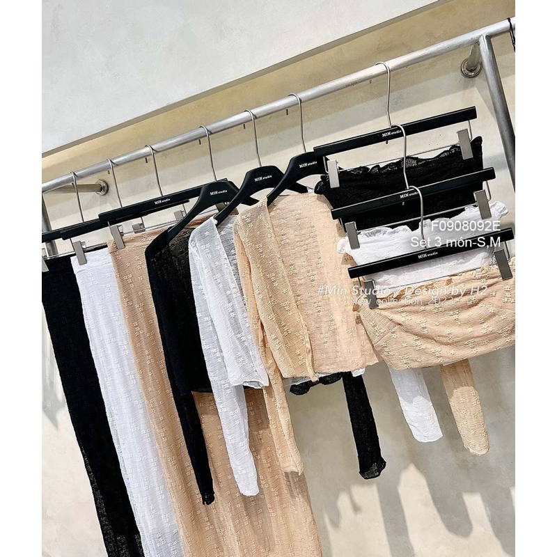 Set 3 món áo khoác tay dài áo quây croptop kèm chân váy dáng dài!