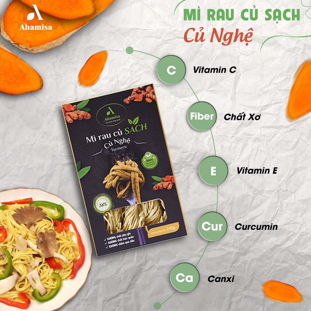 Mì rau củ Ahamisa ngũ sắc 240g Mì Rau Củ Sạch Ahamisa, Mì Ăn Kiêng, Mì Rau Củ Cho Bé, Ăn Chay, Thực Dưỡng