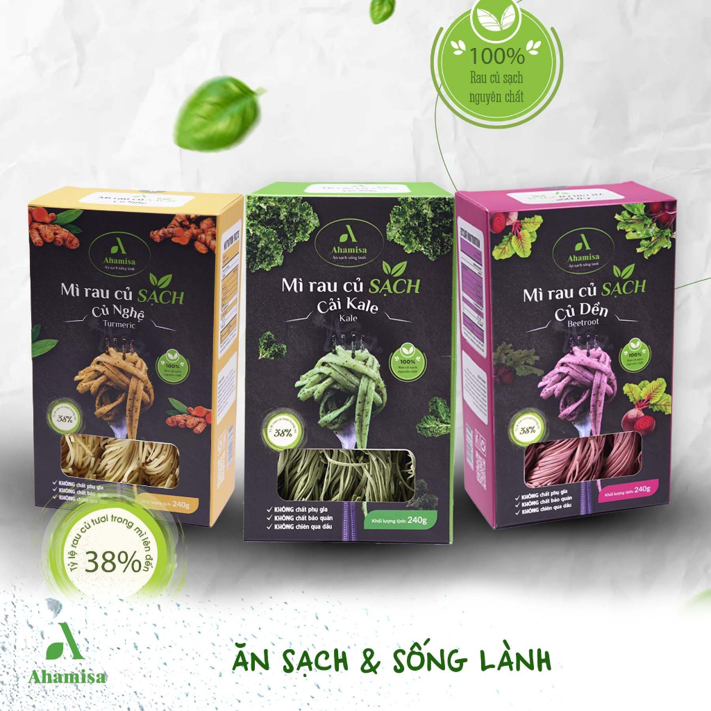 Mì rau củ Ahamisa ngũ sắc 240g Mì Rau Củ Sạch Ahamisa, Mì Ăn Kiêng, Mì Rau Củ Cho Bé, Ăn Chay, Thực Dưỡng