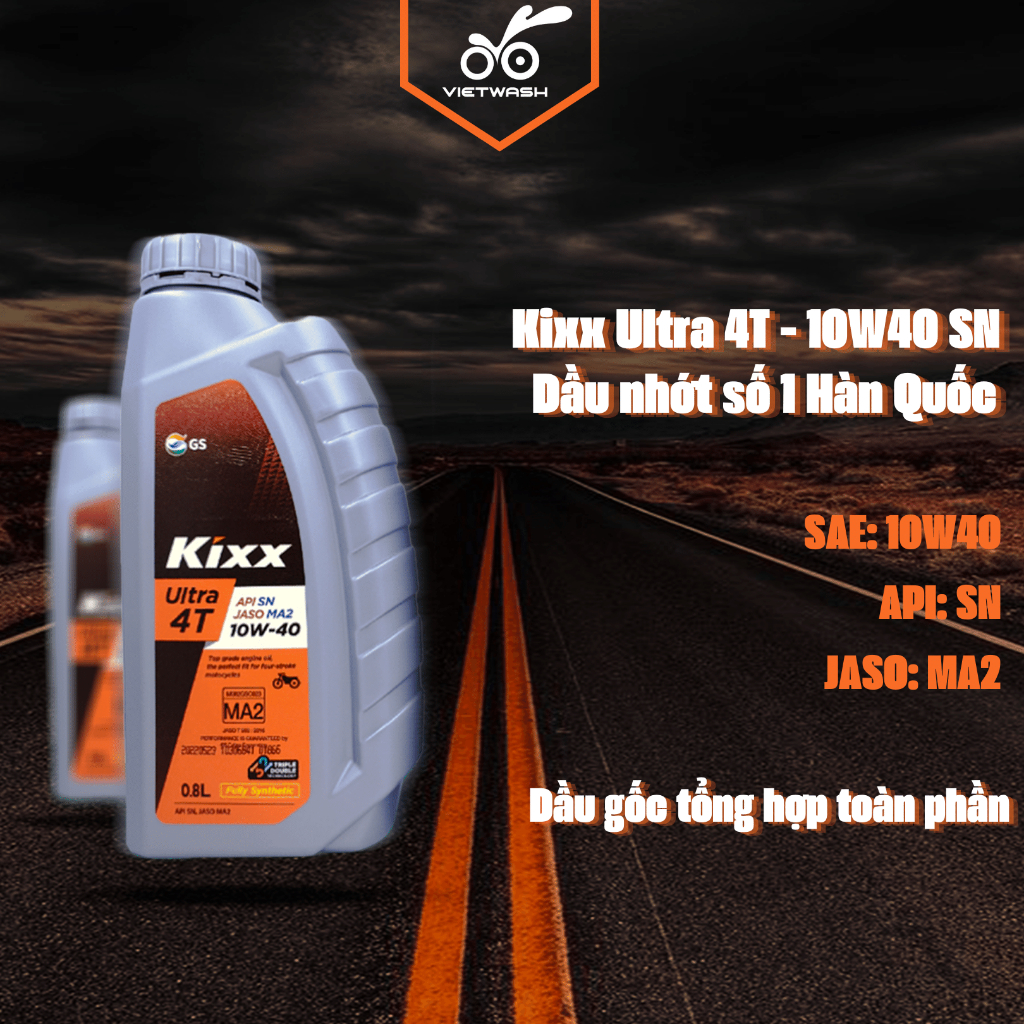 Nhớt xe máy, nhớt xe số Kixx Ultra 4T 10W40 API SN 800ml/1L