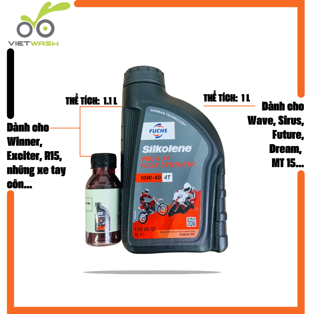 Nhớt xe máy, nhớt xe số Fuchs Sikolene Pro 4 XP 10W40 API SN 1L