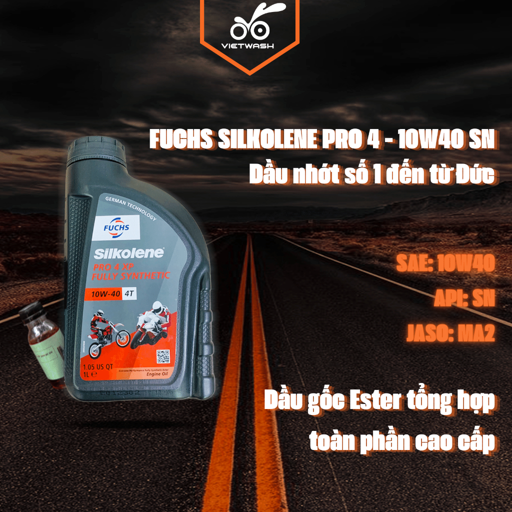 Nhớt xe máy, nhớt xe số Fuchs Sikolene Pro 4 XP 10W40 API SN 1L
