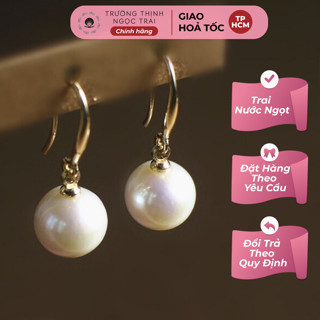 Bông Tai Ngọc Trai Hạt Tròn Đều 8ly Hoa Tai Hạt Rơi - Ngọc Trai Trường Thịnh