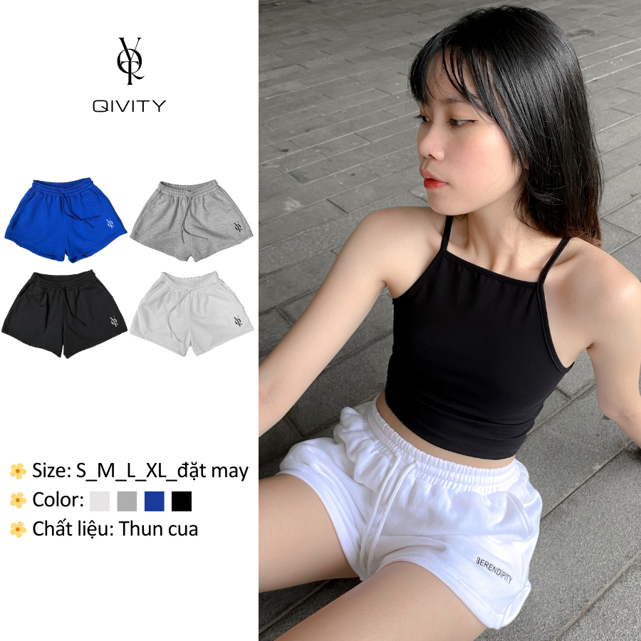 Quần short thun nữ, vải cotton da cá, phong cách thể thao, thoáng mát, co dãn 4 chiều nhà Qivity